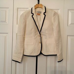 J. Crew Cream Blazer with Black Trim